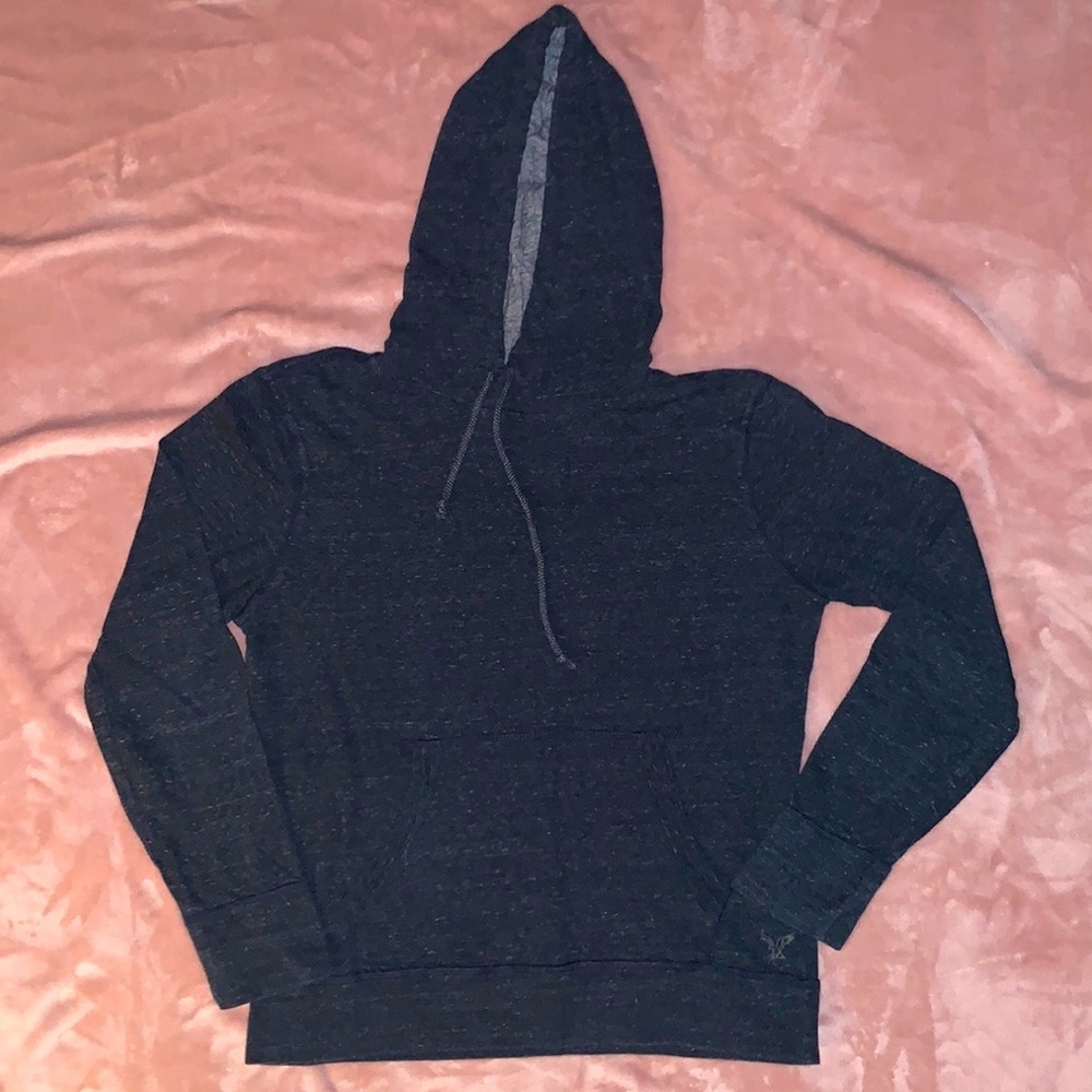 American Eagle Men’s Dark Blue Hooded Long Sleeve Shirt Sz M 🦅